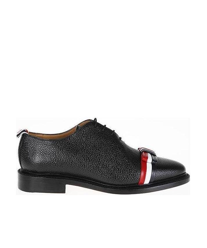 Thom Browne Wholecut Tricolour Bow Shoe In Black