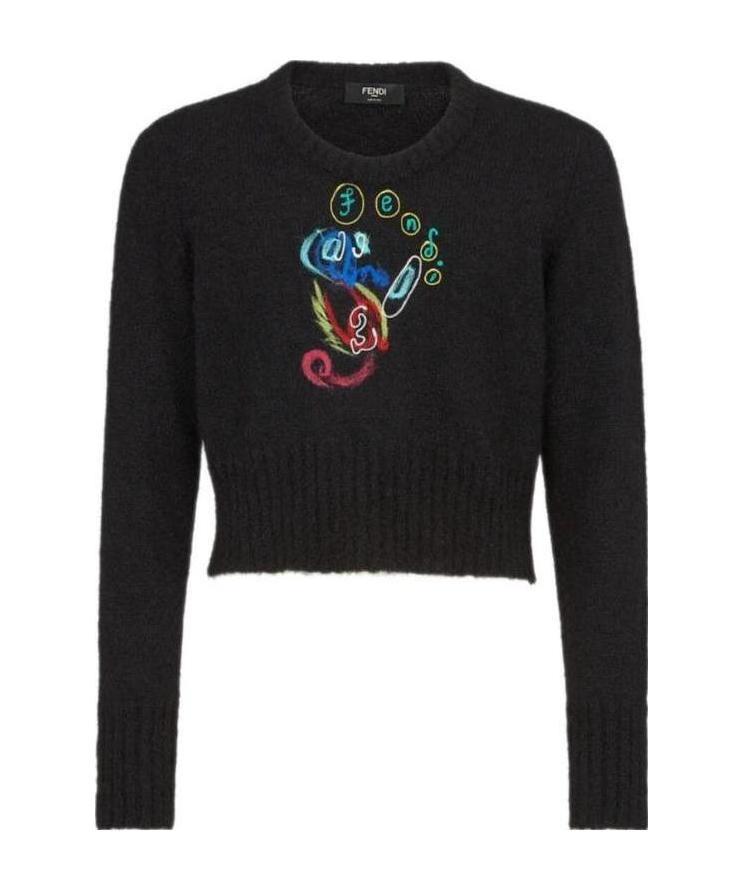 Fendi X Noel Fielding Abstract-print Jumper In Black