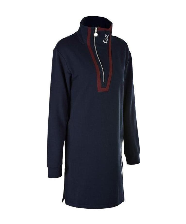 Ea7 Navy Blue Sweater With High Collar And Long Sleeves In Black
