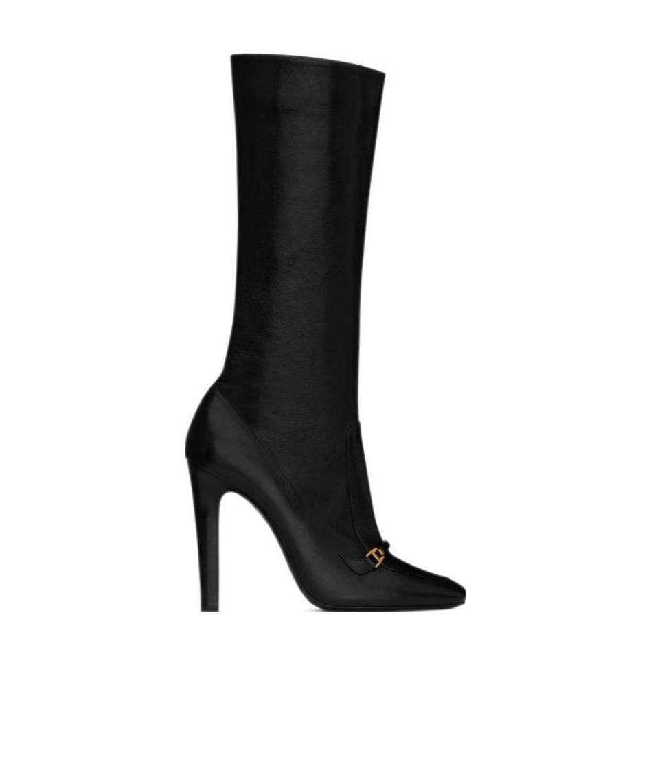 Saint Laurent Camden Square-toe Boots In Black