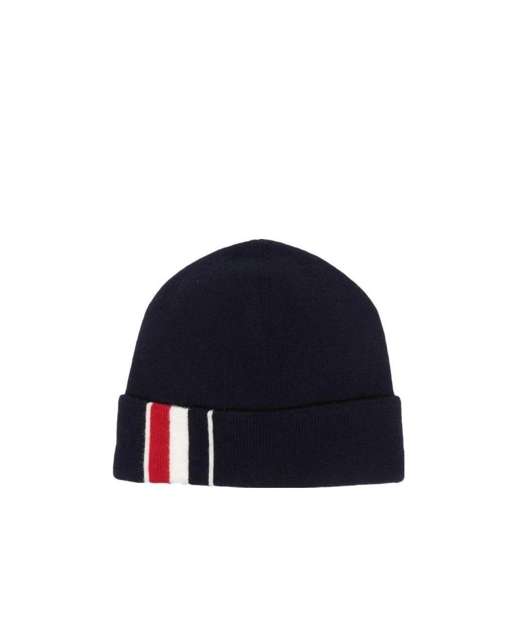 THOM BROWNE STRIPE DETAIL MERINO BEANIE