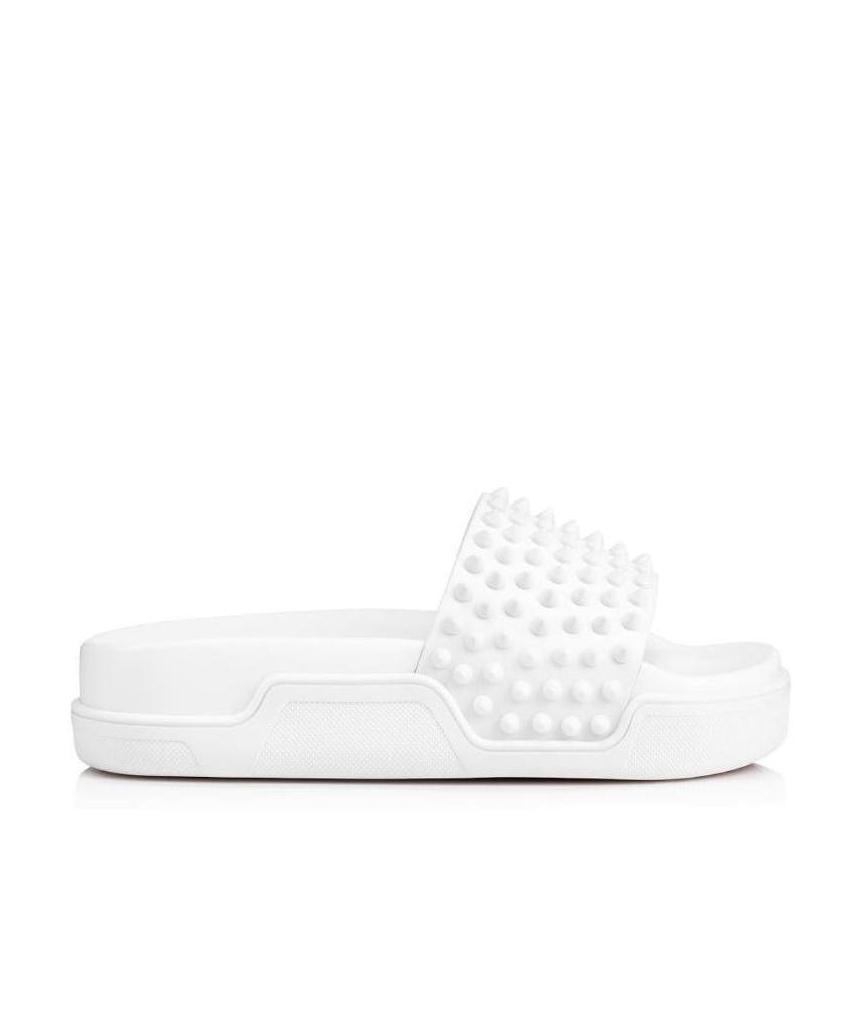 Christian Louboutin Logo Slippers In White