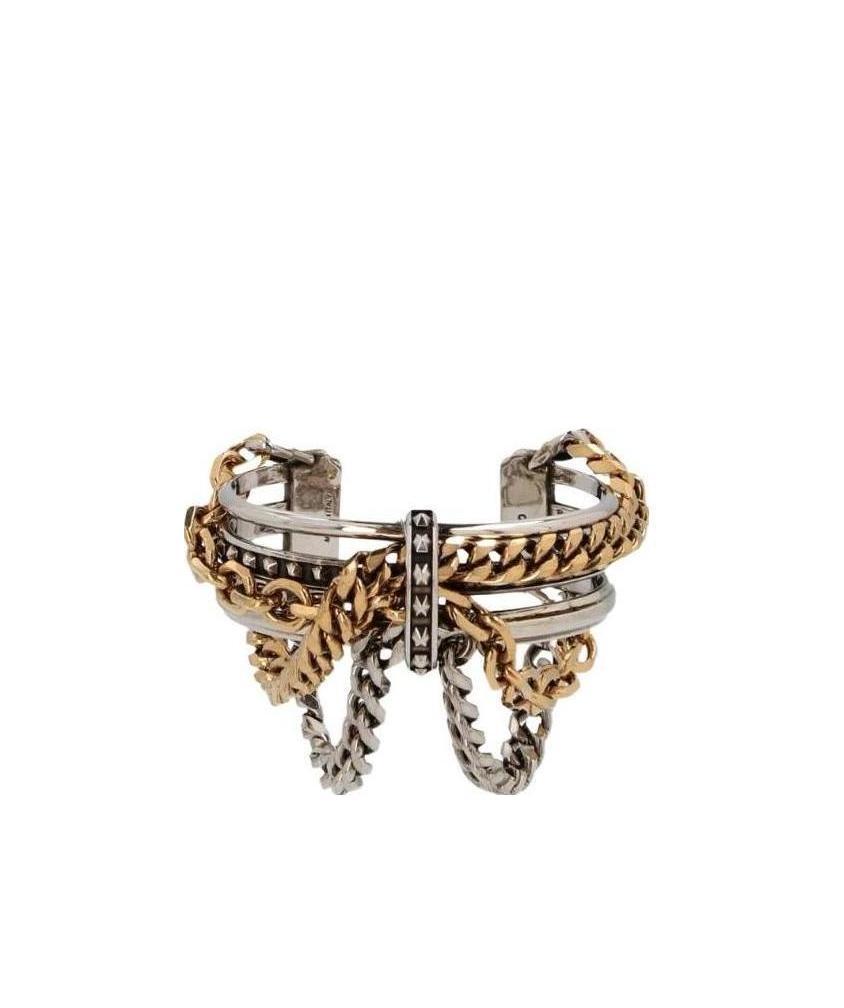 Alexander Mcqueen Multi-chain Cuff Bracelet In Yellow