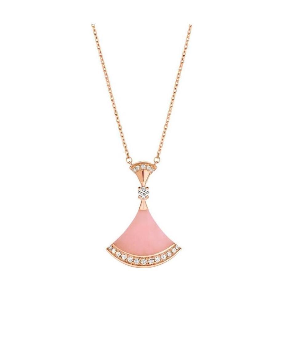 Bvlgari Diamond-encrusted Fan Pendant Necklace In Yellow