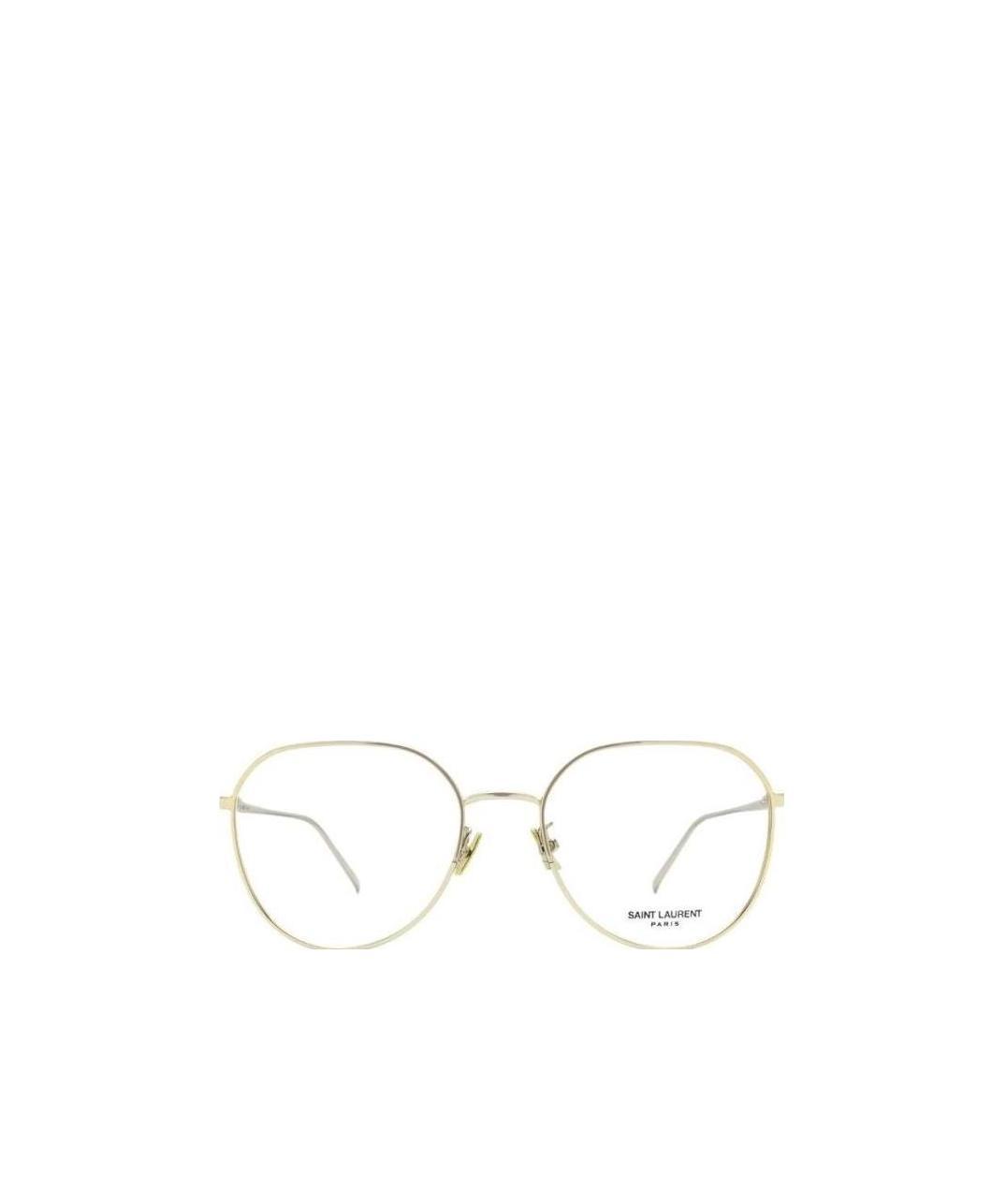 Saint Laurent Polished-effect Round-frame Glasses In Nude