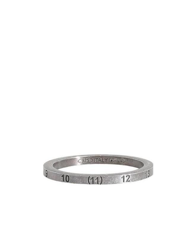 Maison Margiela Number-engraved Brushed Silver Ring In Gray