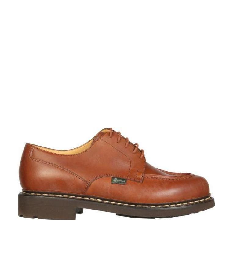 Paraboot Exposed-stitched Leather Shoes In Brown