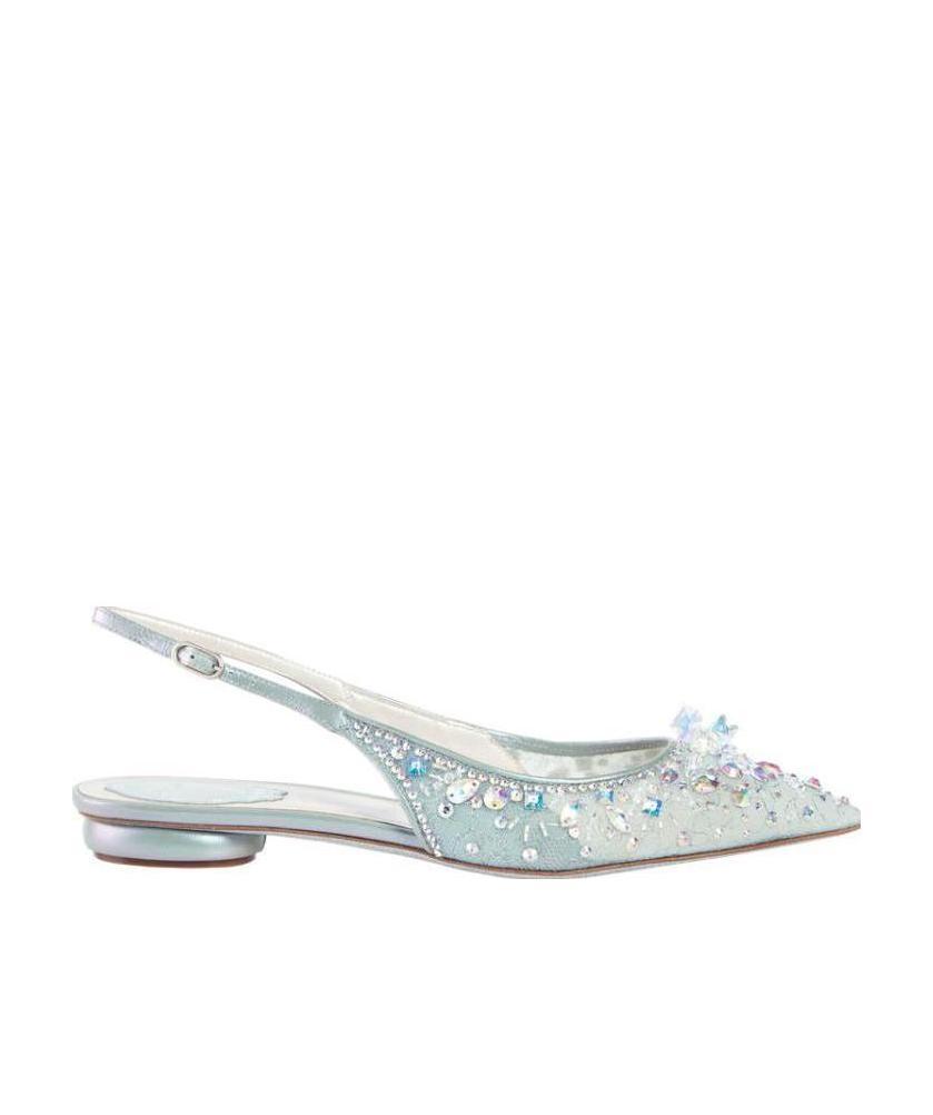 René Caovilla Gem-embellished Pointed Pumps In Gray