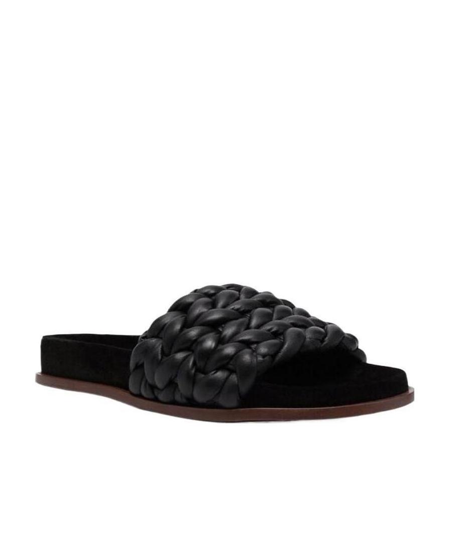 Chloé Kacey Womens Leather Braided Slide Sandals In Black
