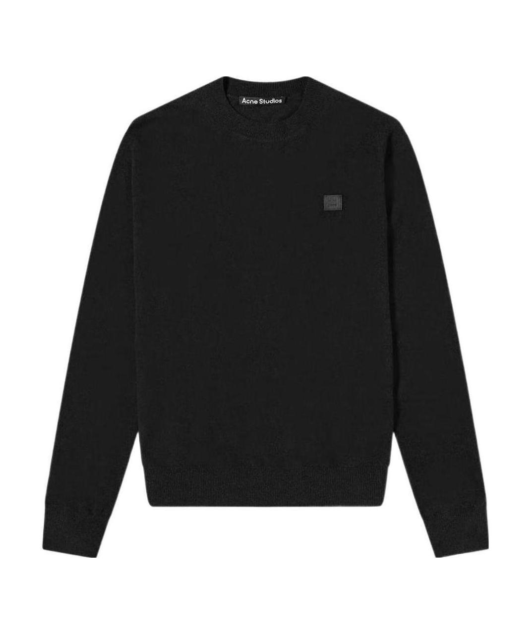 Acne Studios Face Patch Wool Jumper In Black