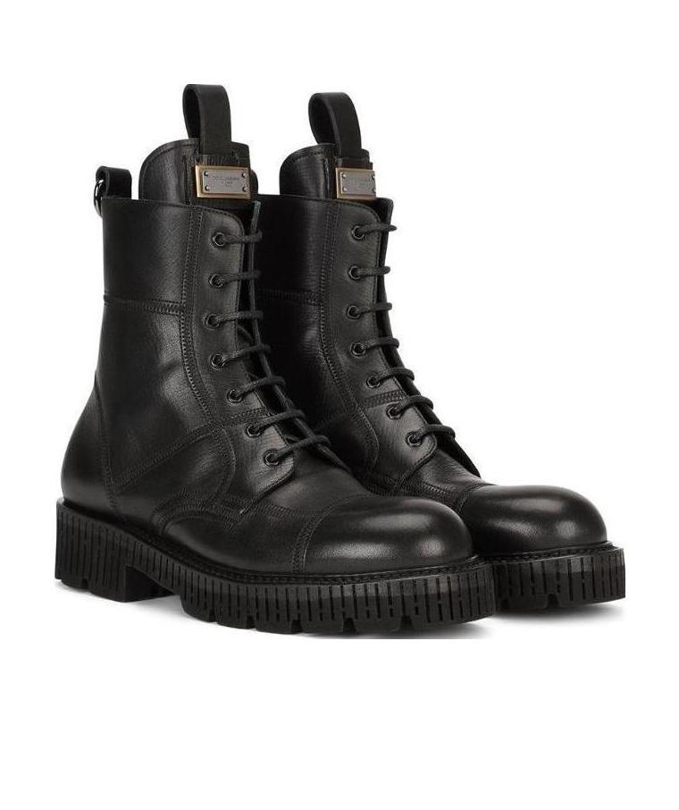 Dolce & Gabbana Man Ankle Boots Black Size 8.5 Calfskin In Black