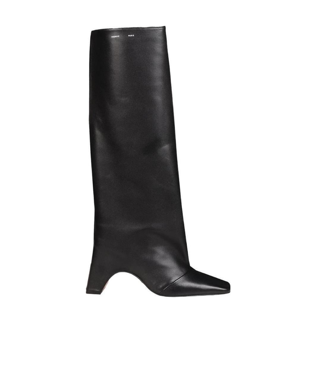 Shop Coperni Bridge 85mm Leather Knee-high Boots In Black
