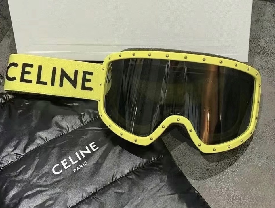 Celine Rivet Detail Ski Mirror In Yellow