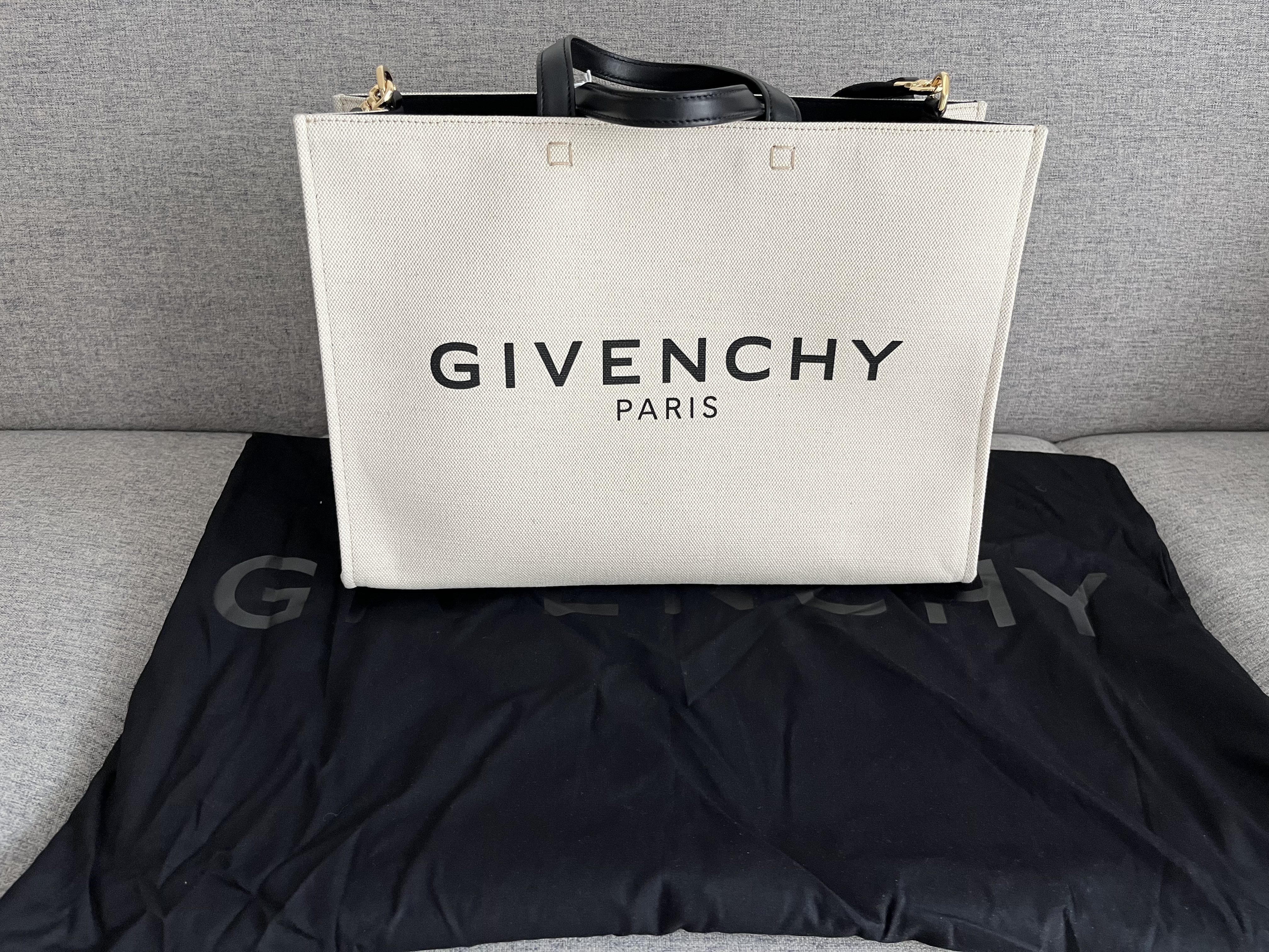 Shop Givenchy Medium G Tote Shopping Bag In Canvas In White