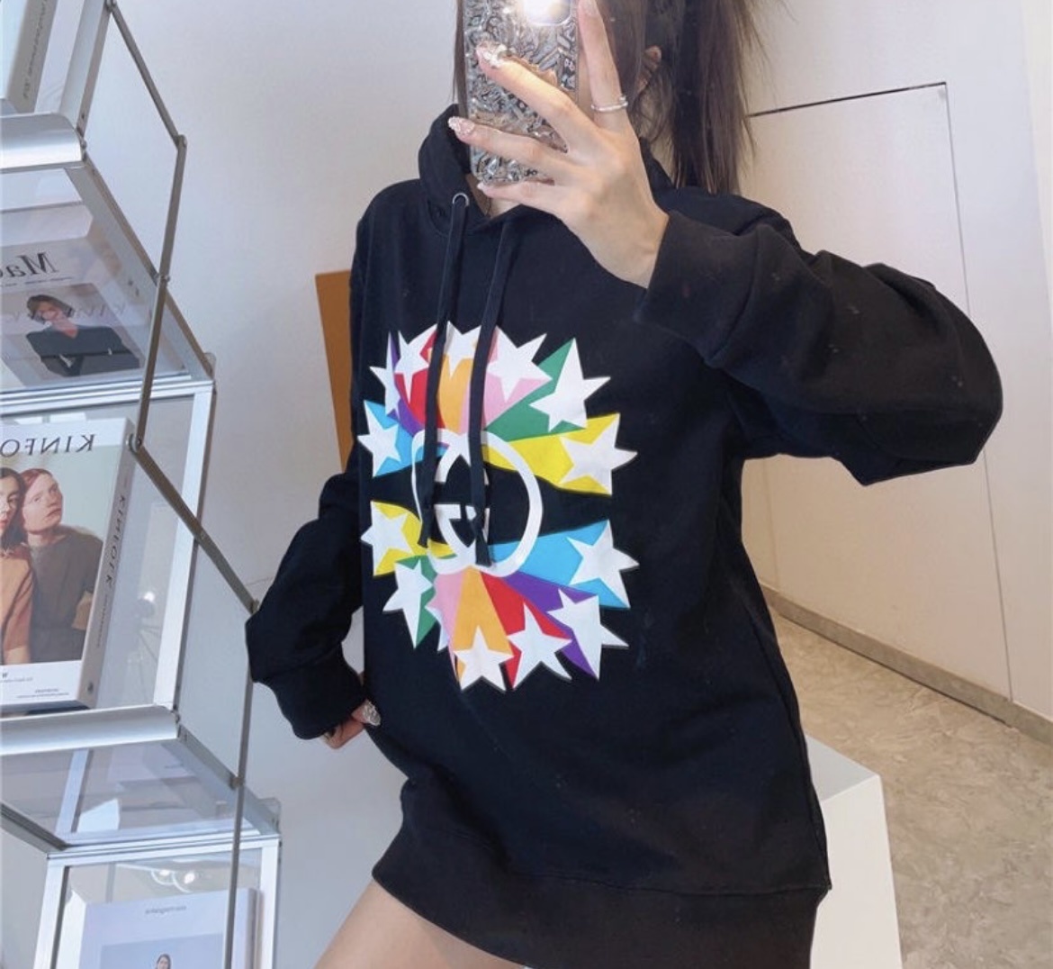 Gucci Interlocking G Graphic-print Hoodie In Black
