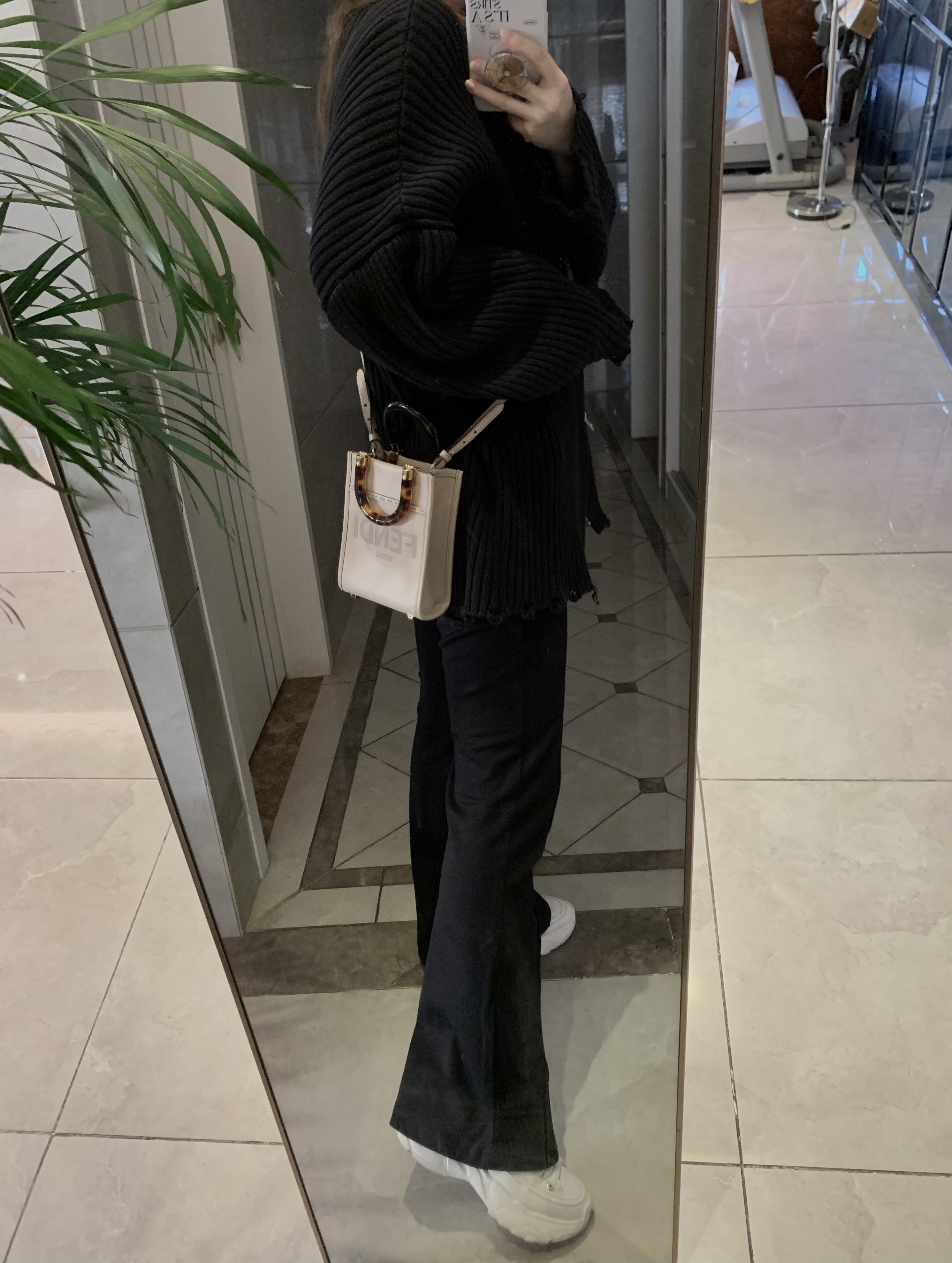 Fendi Sunshine Leather Tote Bag In Nude