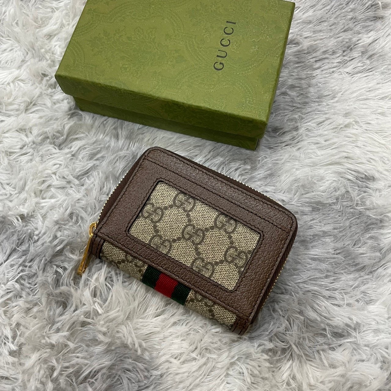 Gucci Ophidia Gg Card Case Wallet In Green