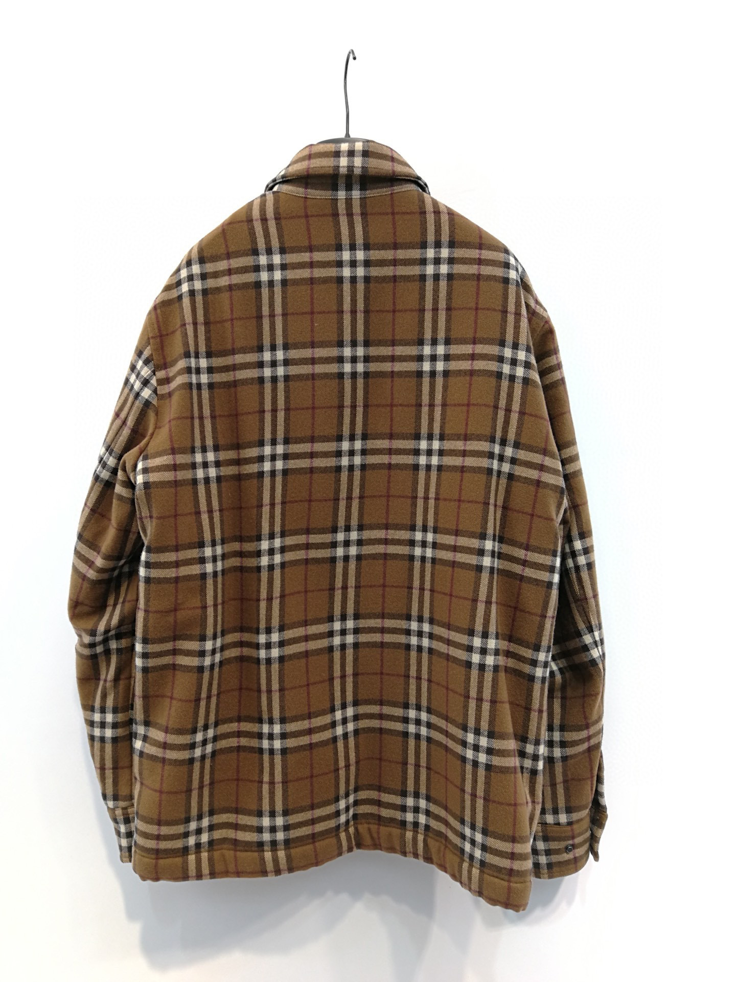 Burberry Check Motif Wool Shirt Jacket In Brown