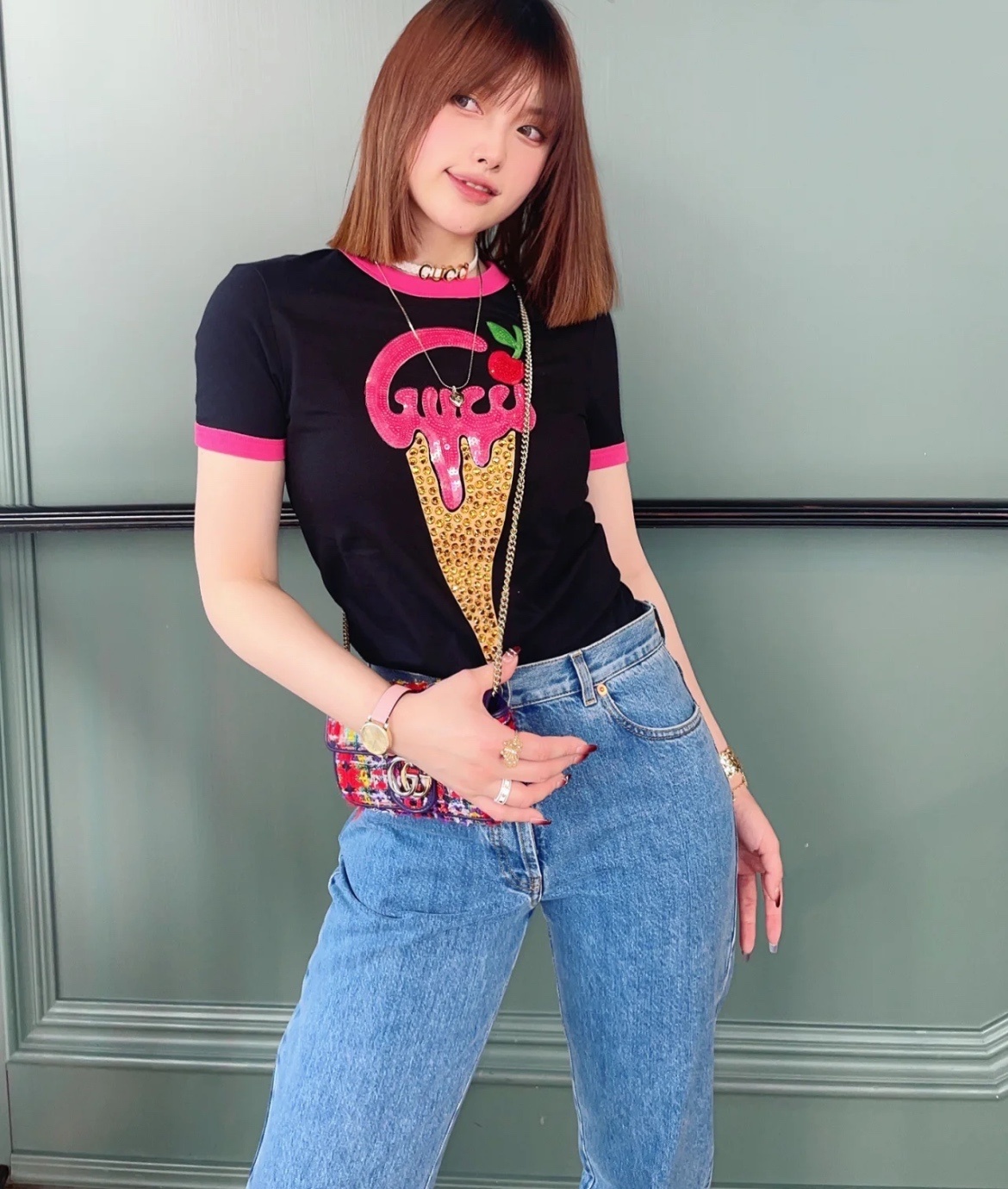 Gucci Logo-print Short-sleeve T-shirt In Green