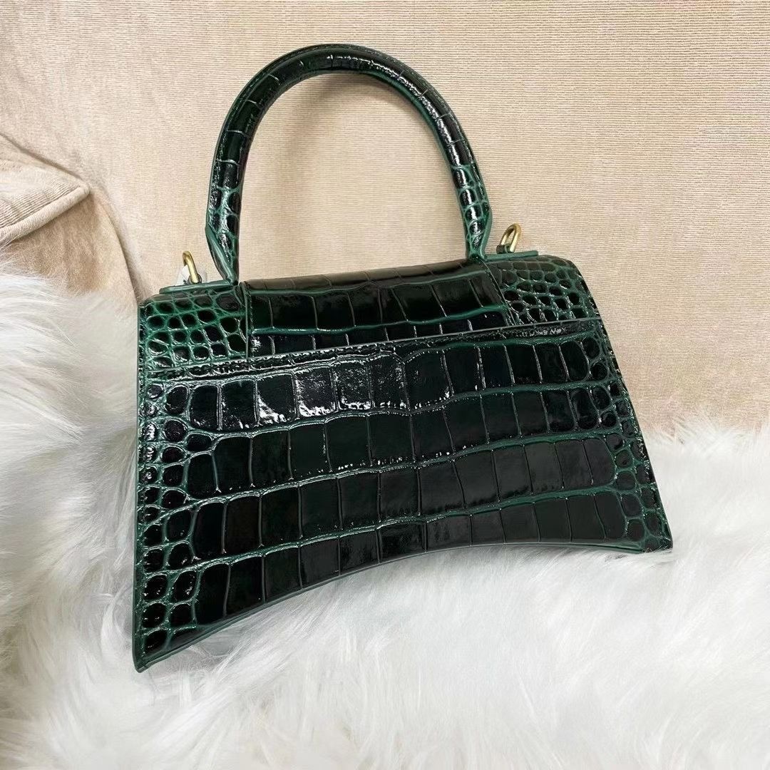 Balenciaga Borsetta Hourglass Xs Con Lavorazione Coccodrillo Da Donna In Verde In Green