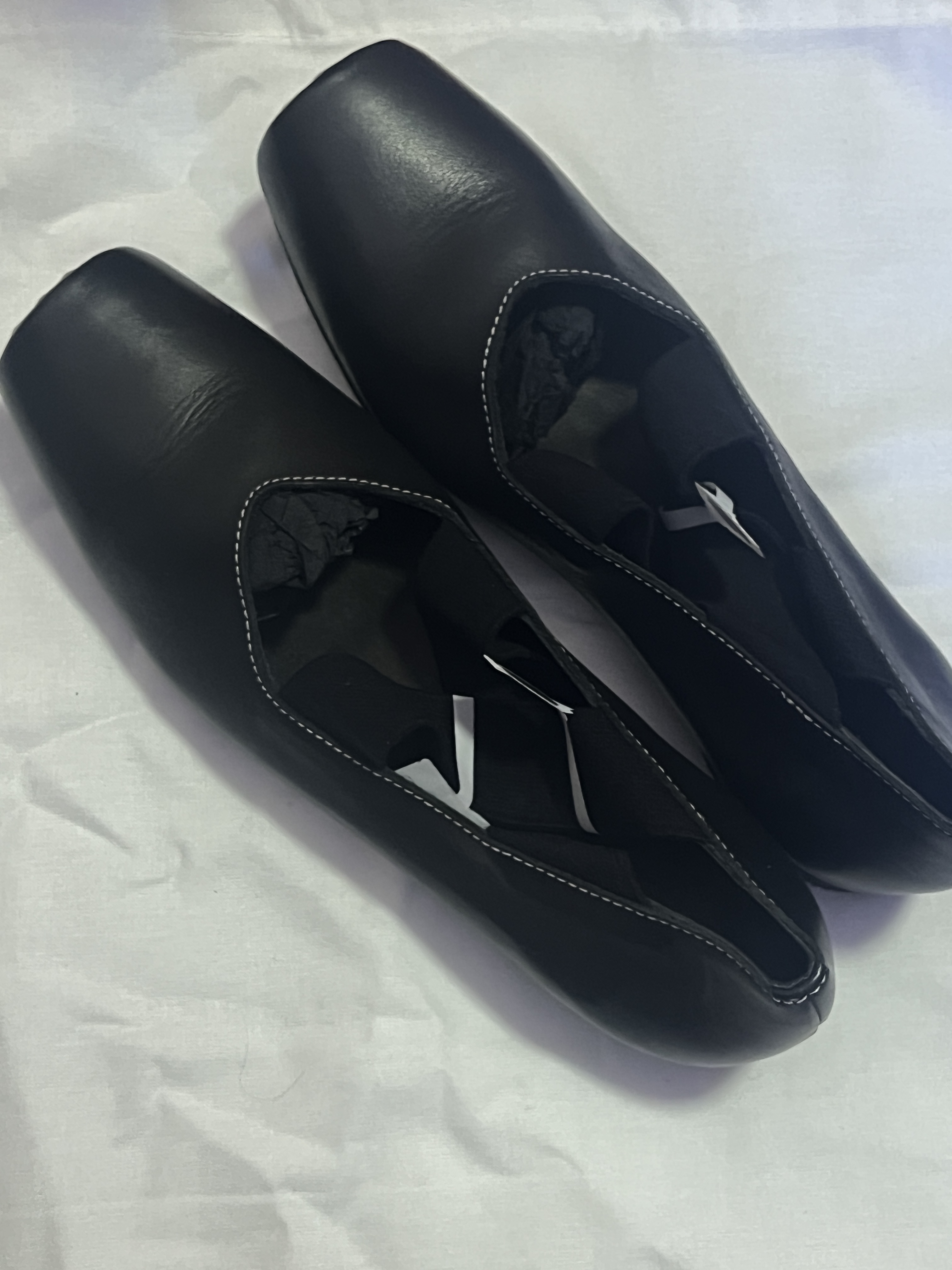 Uma Wang 23mm Square-toe Leather Ballerina Shoes In Black
