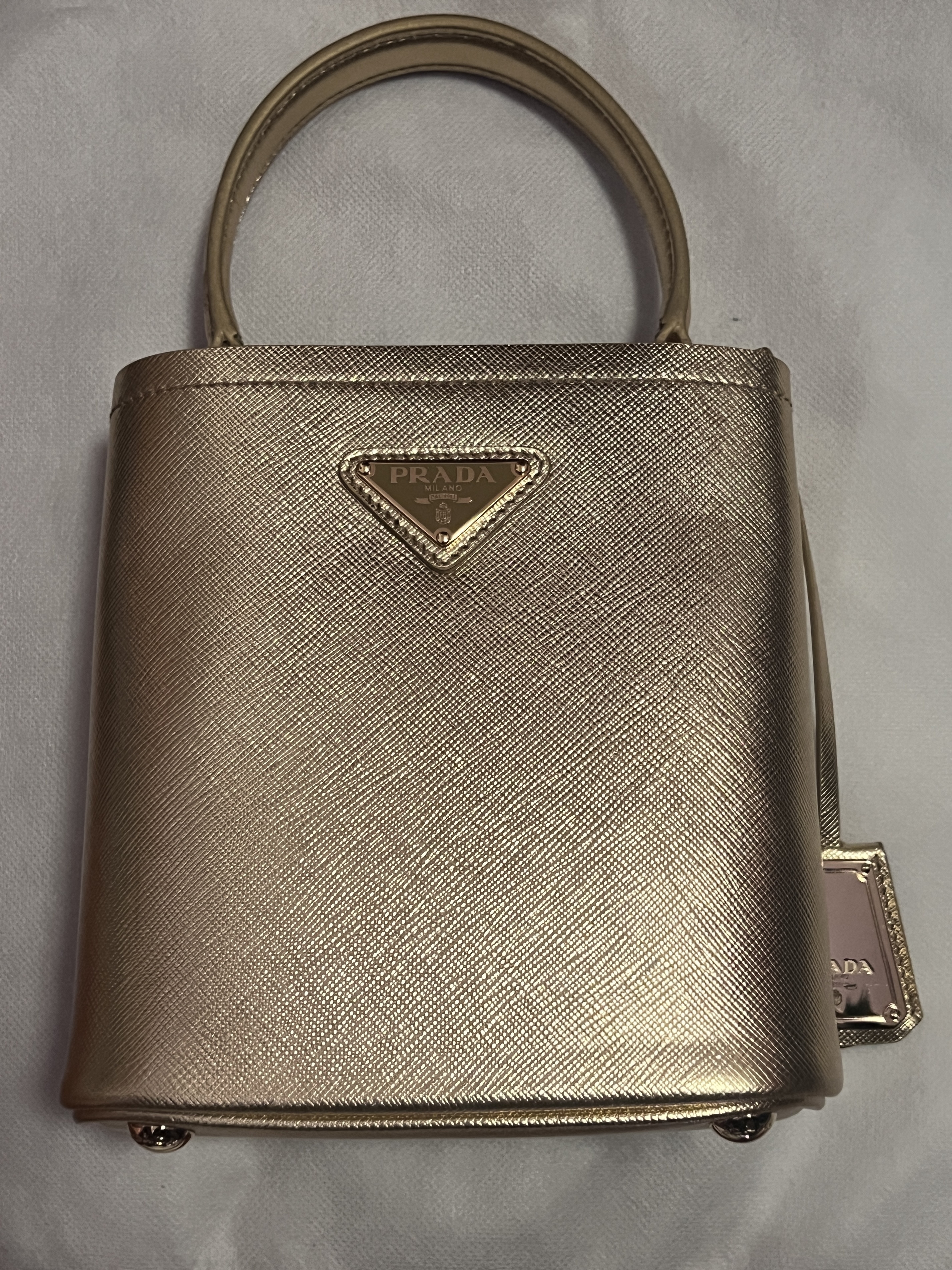 Prada Panier Saffiano Leather Mini-bag In Neutral