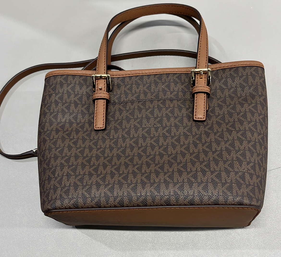 Shop Michael Kors Jet Set Travel Logo Satchel Bag In Black