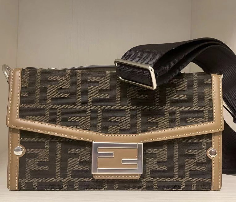 Fendi Monogram-pattern Shoulder Bag In Brown