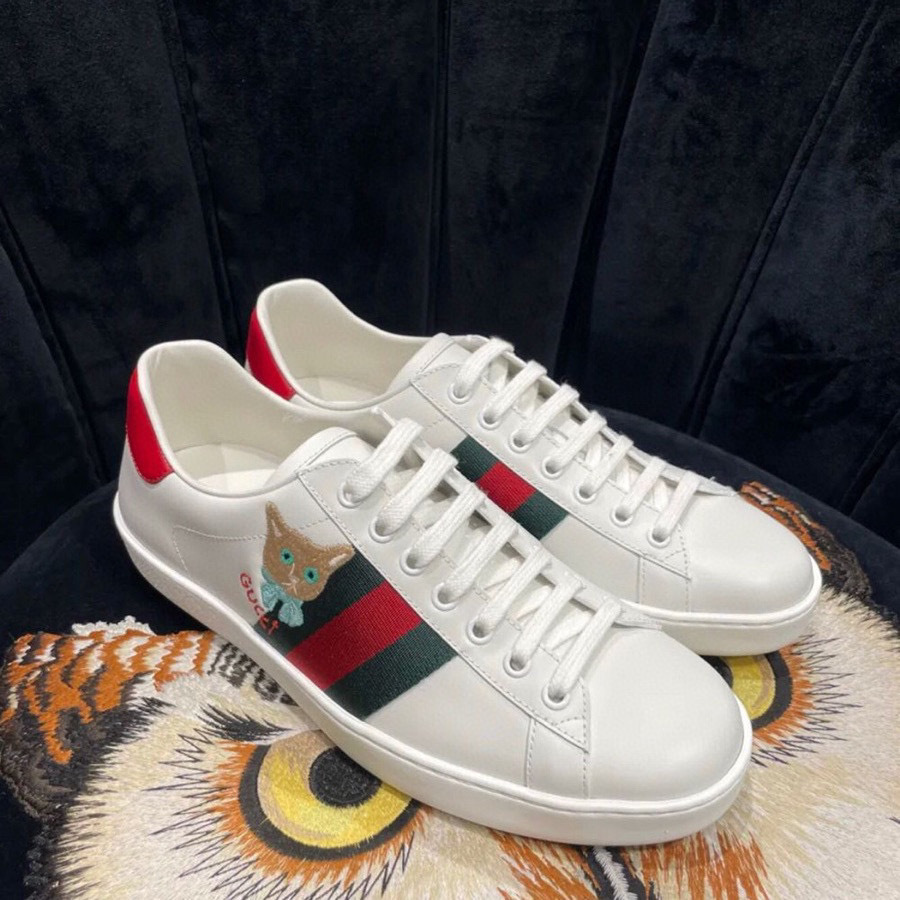 GUCCI ACE CAT-EMBROIDERED SNEAKERS