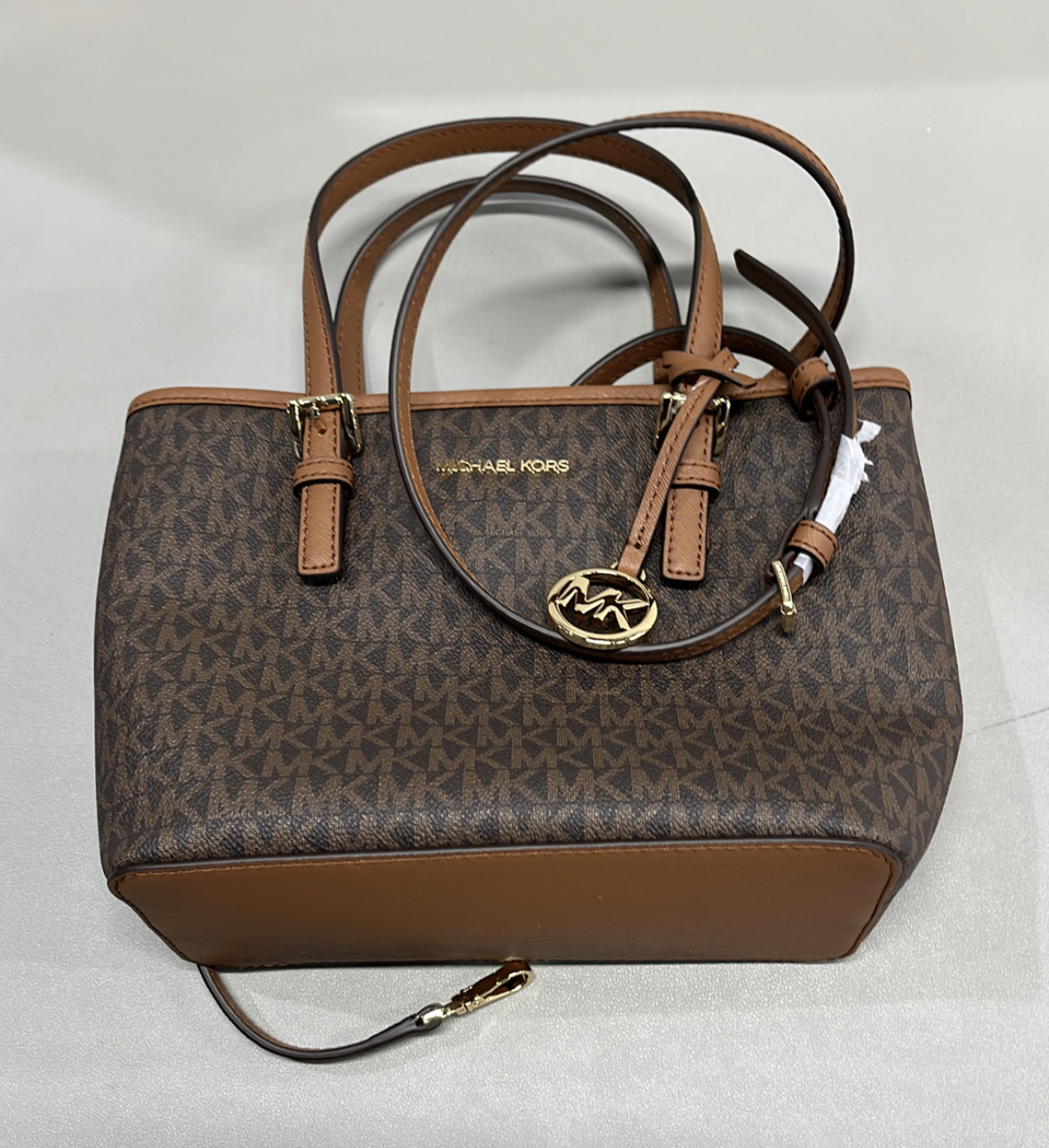 Shop Michael Kors Jet Set Travel Logo Satchel Bag In Black