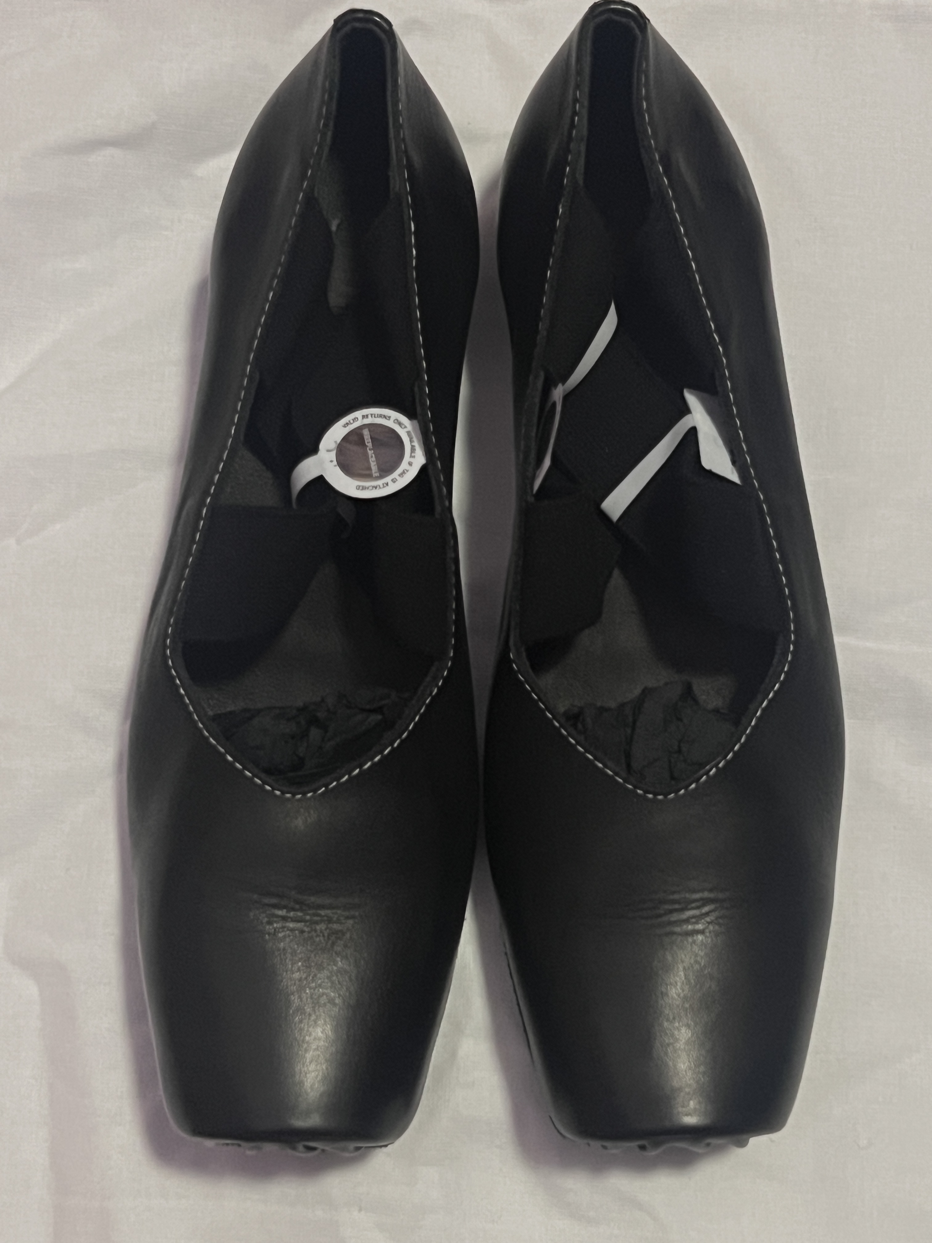 Uma Wang 23mm Square-toe Leather Ballerina Shoes In Black