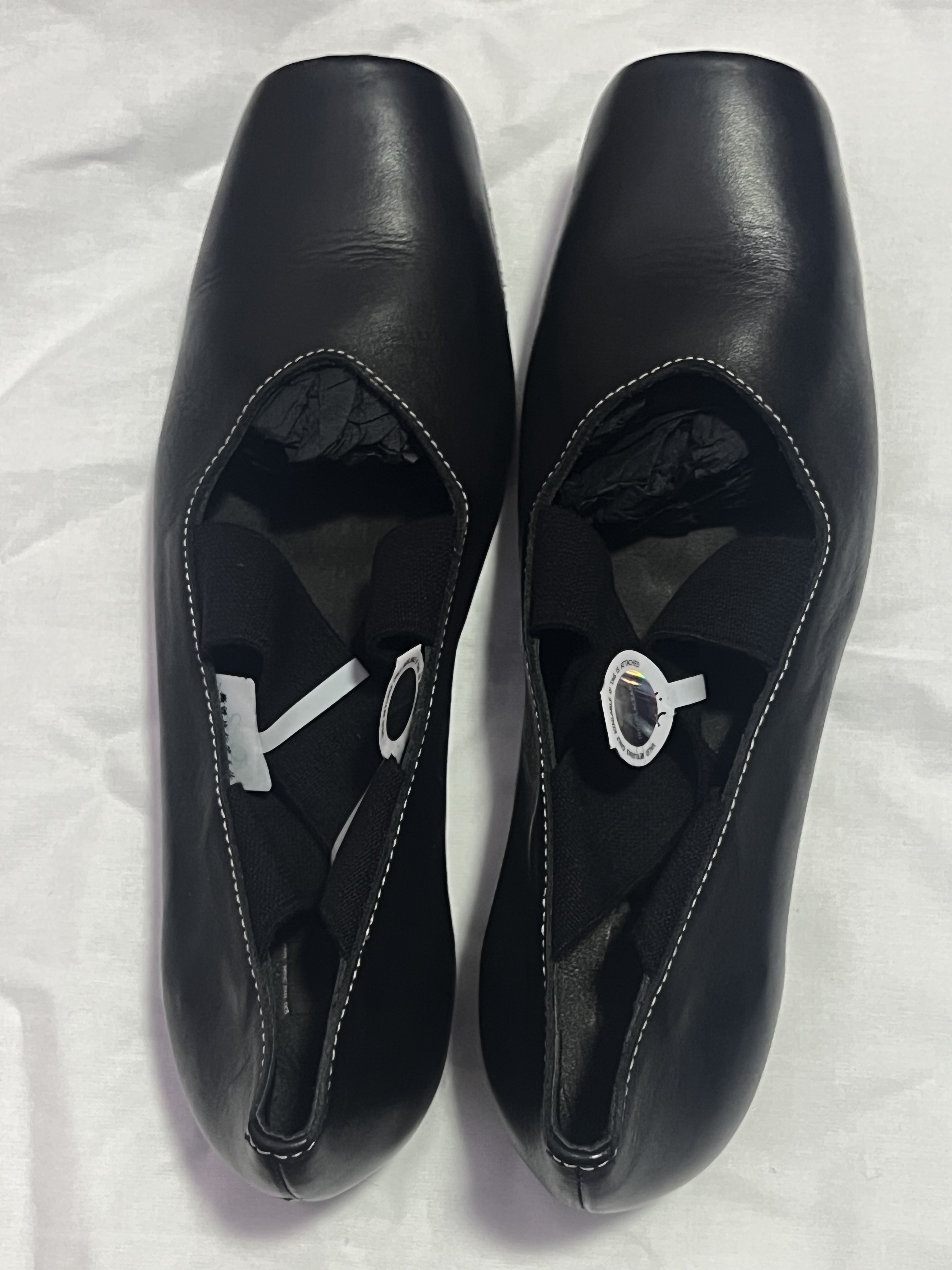 Uma Wang 23mm Square-toe Leather Ballerina Shoes In Black