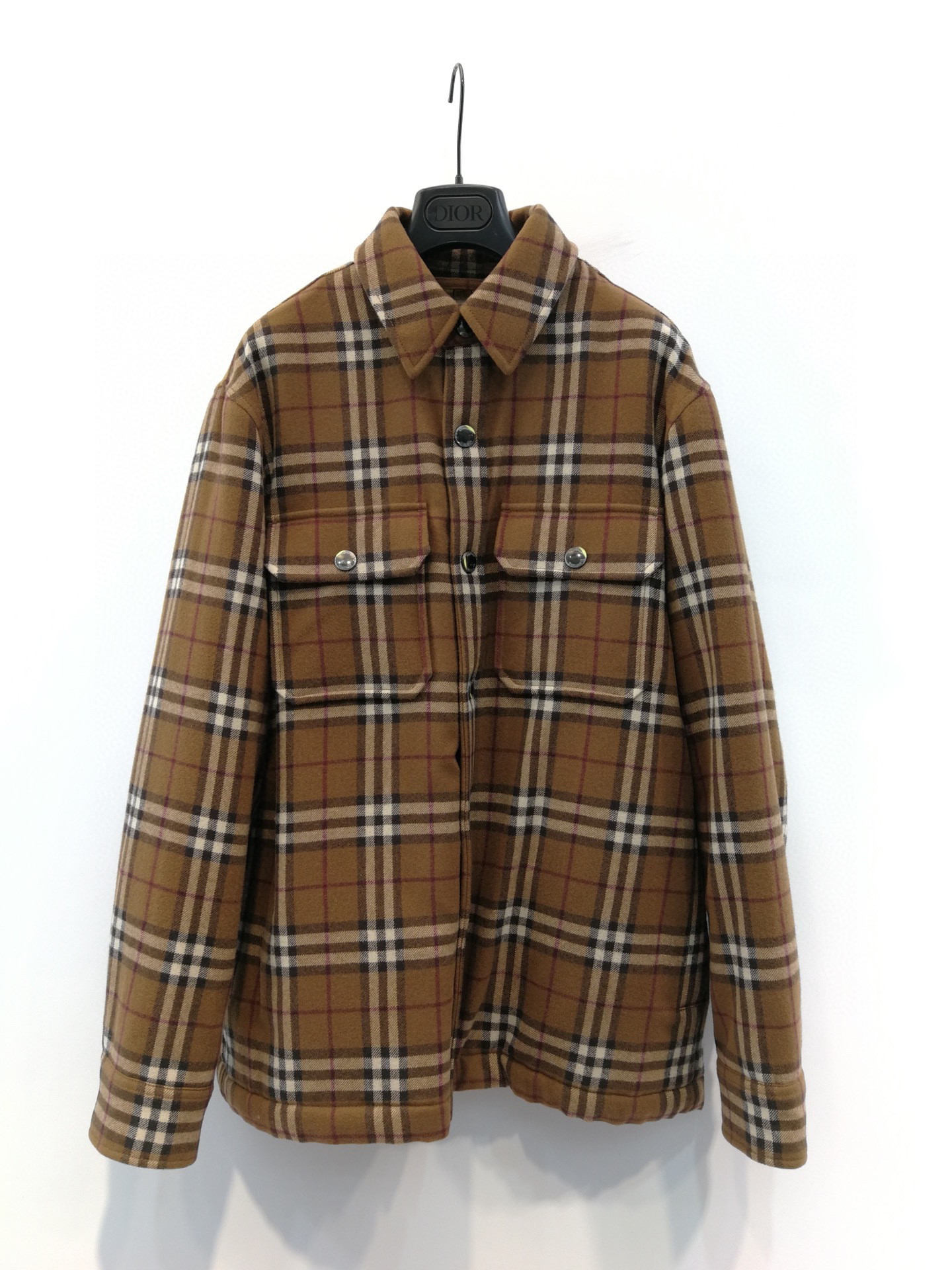 Burberry Check Motif Wool Shirt Jacket In Brown