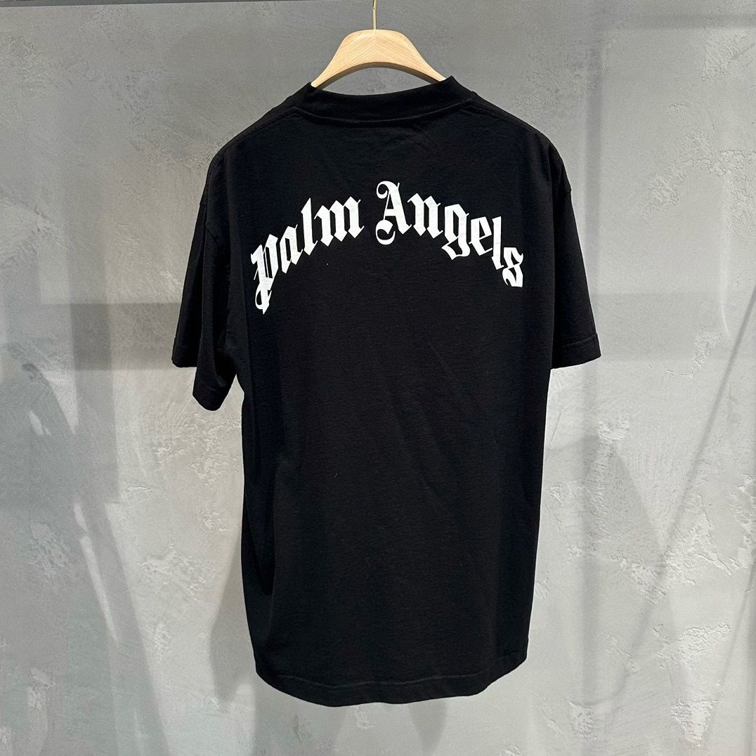 Palm Angels Shark-print Logo T-shirt In Black