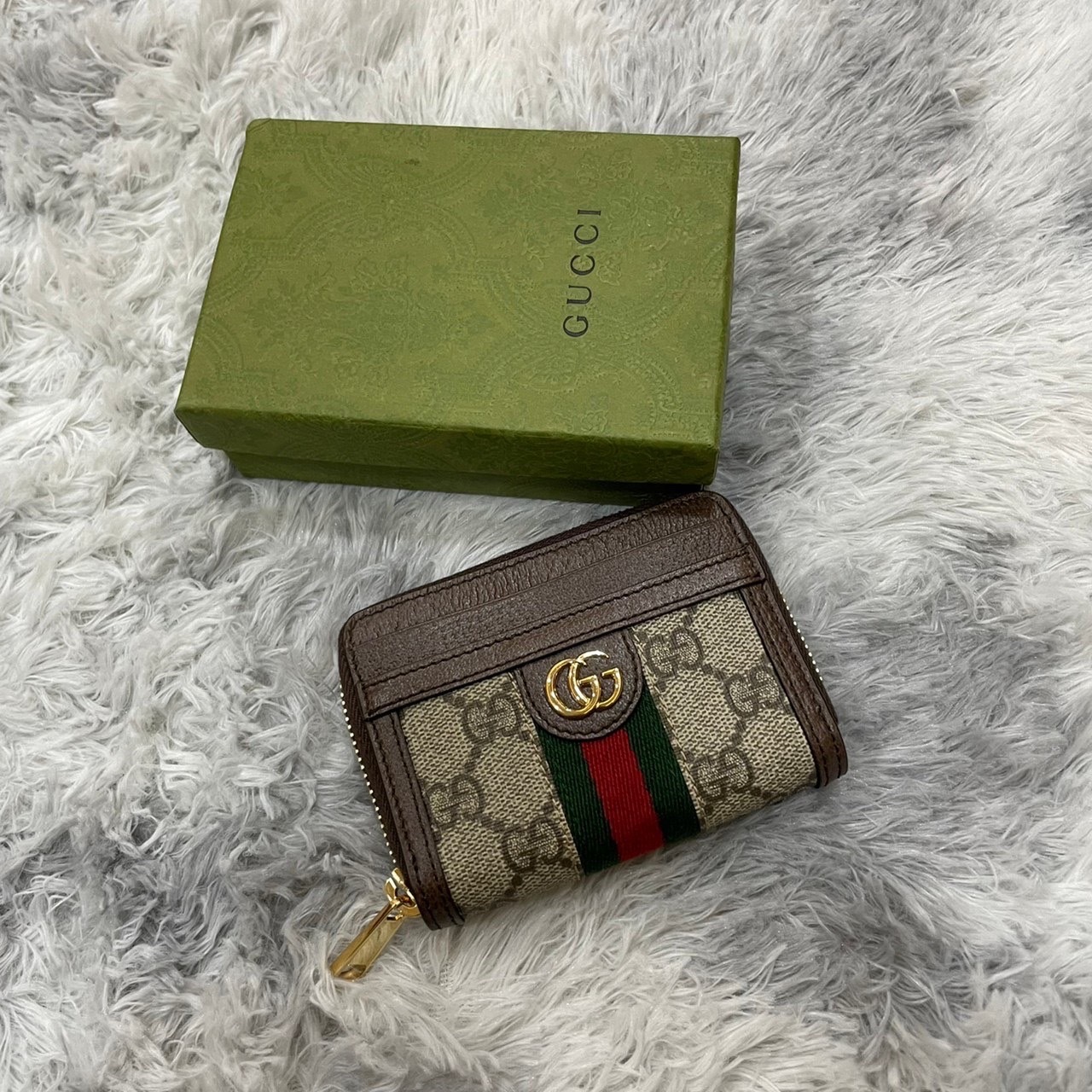 Gucci Ophidia Gg Card Case Wallet In Green