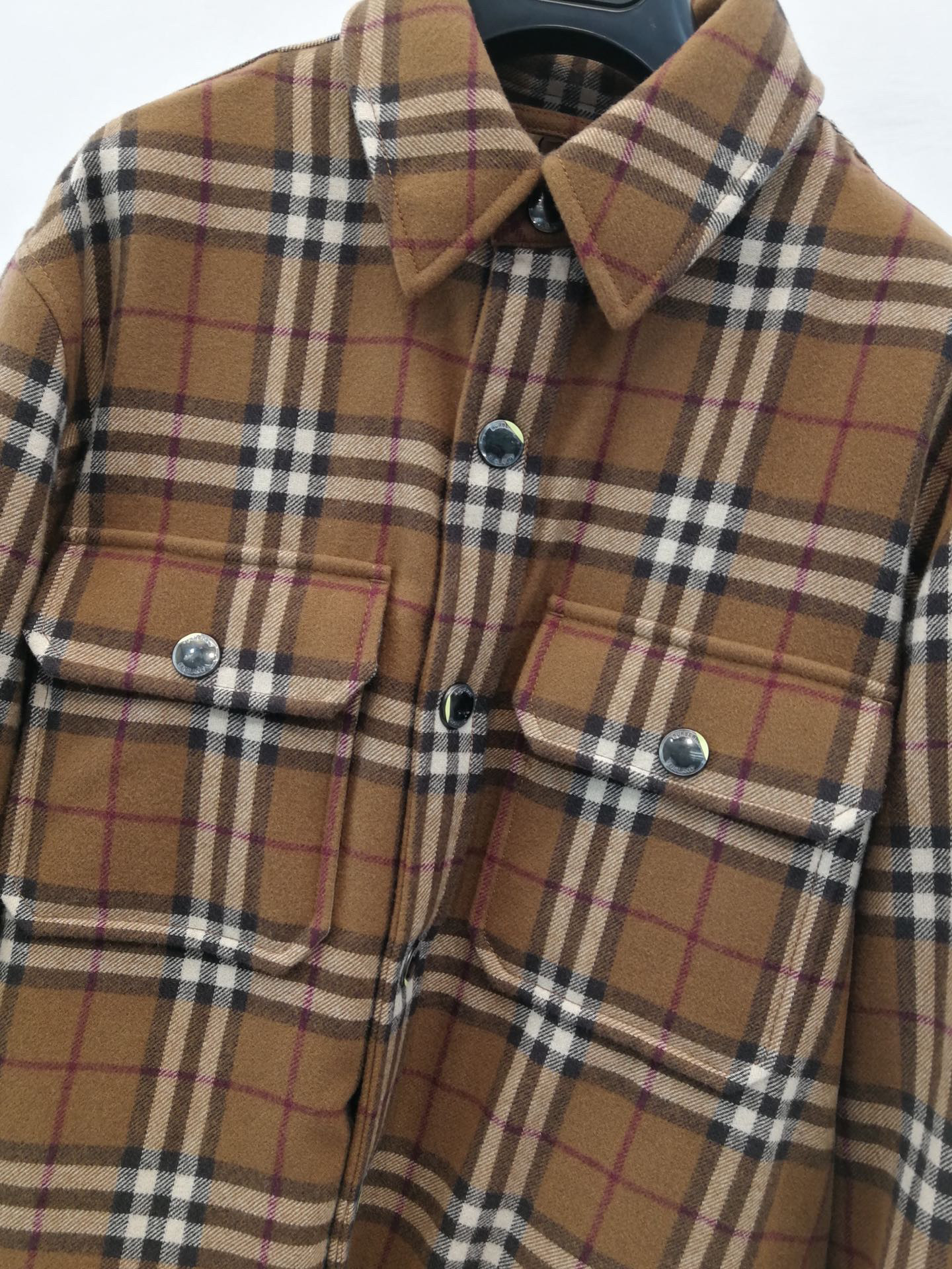 Burberry Check Motif Wool Shirt Jacket In Brown