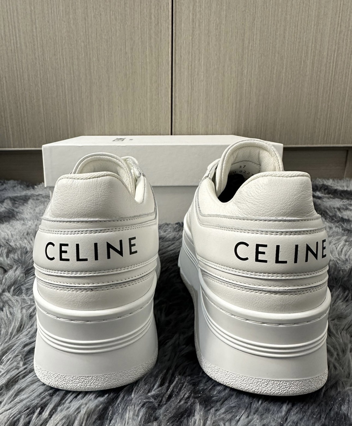 Celine Block Wedge Outsole Sneakers In White