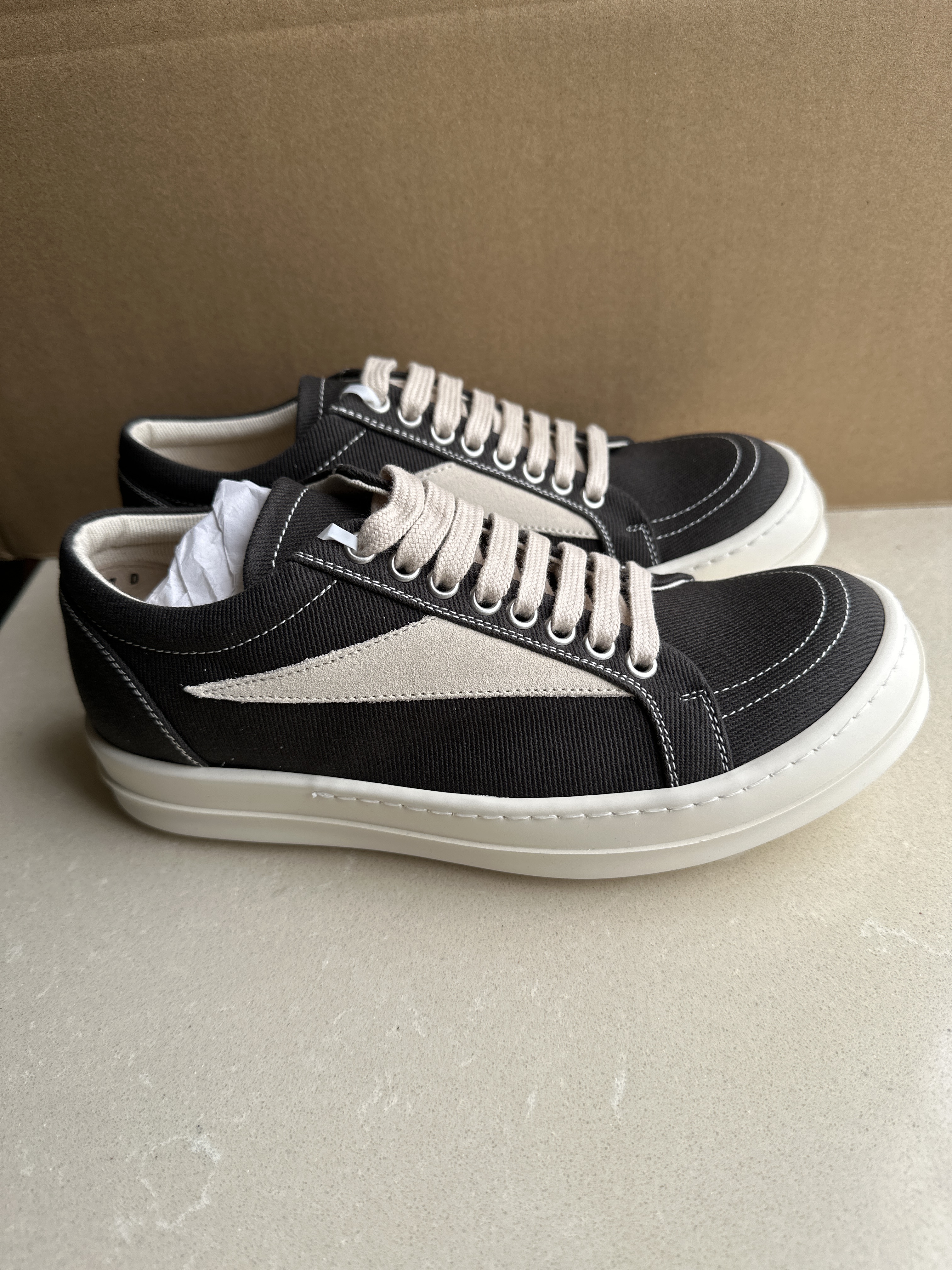 Rick Owens Drkshdw Lace-up Low-cut Sneakers In Nude