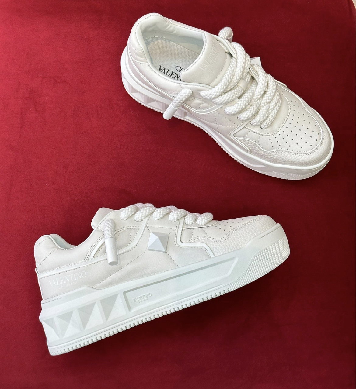 Shop Valentino One Stud Xl Nappa Leather Low-top Sneaker In White