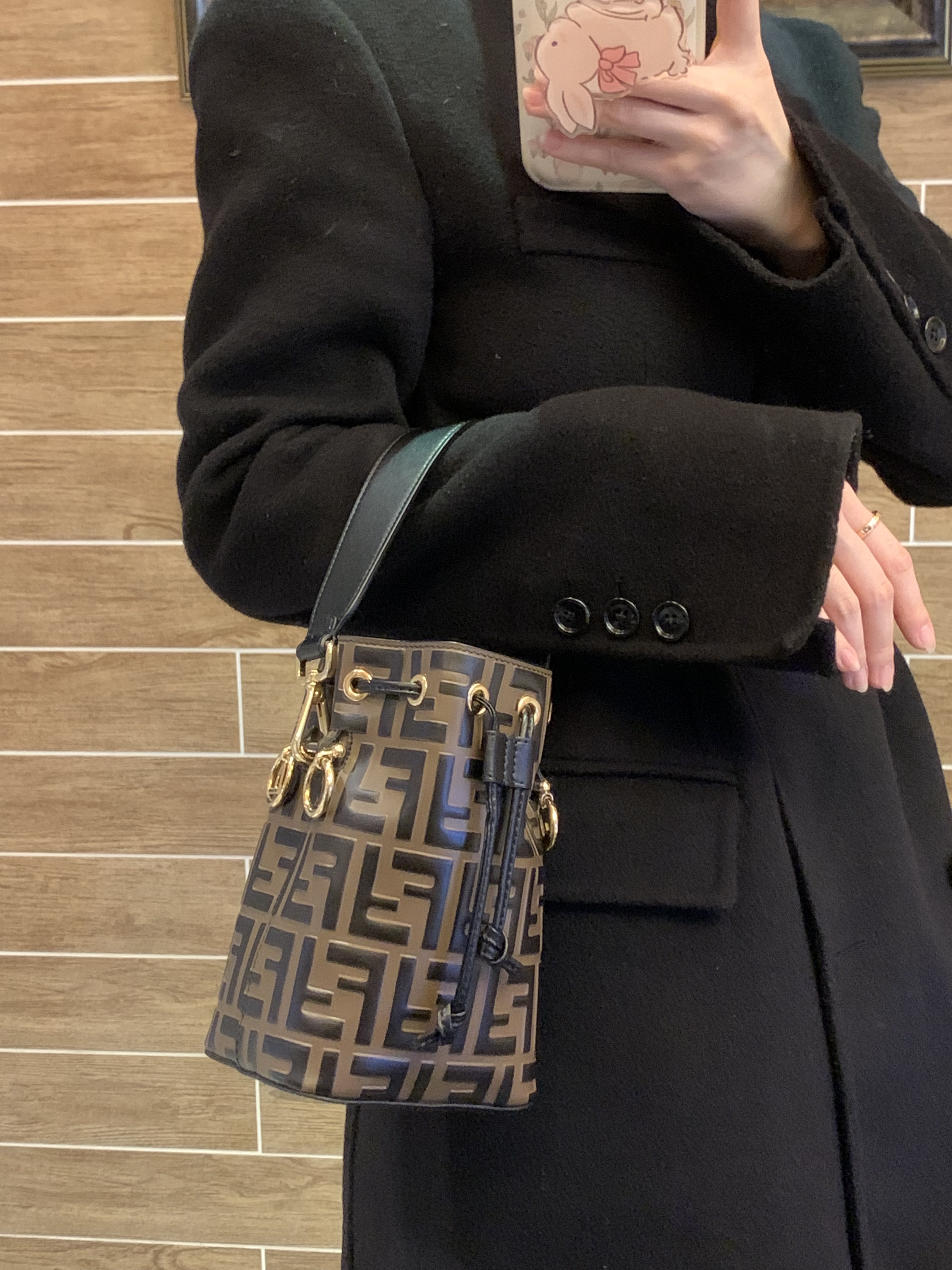 Fendi Mini Mon Tresor Ff Quilted Leather Bag In Black