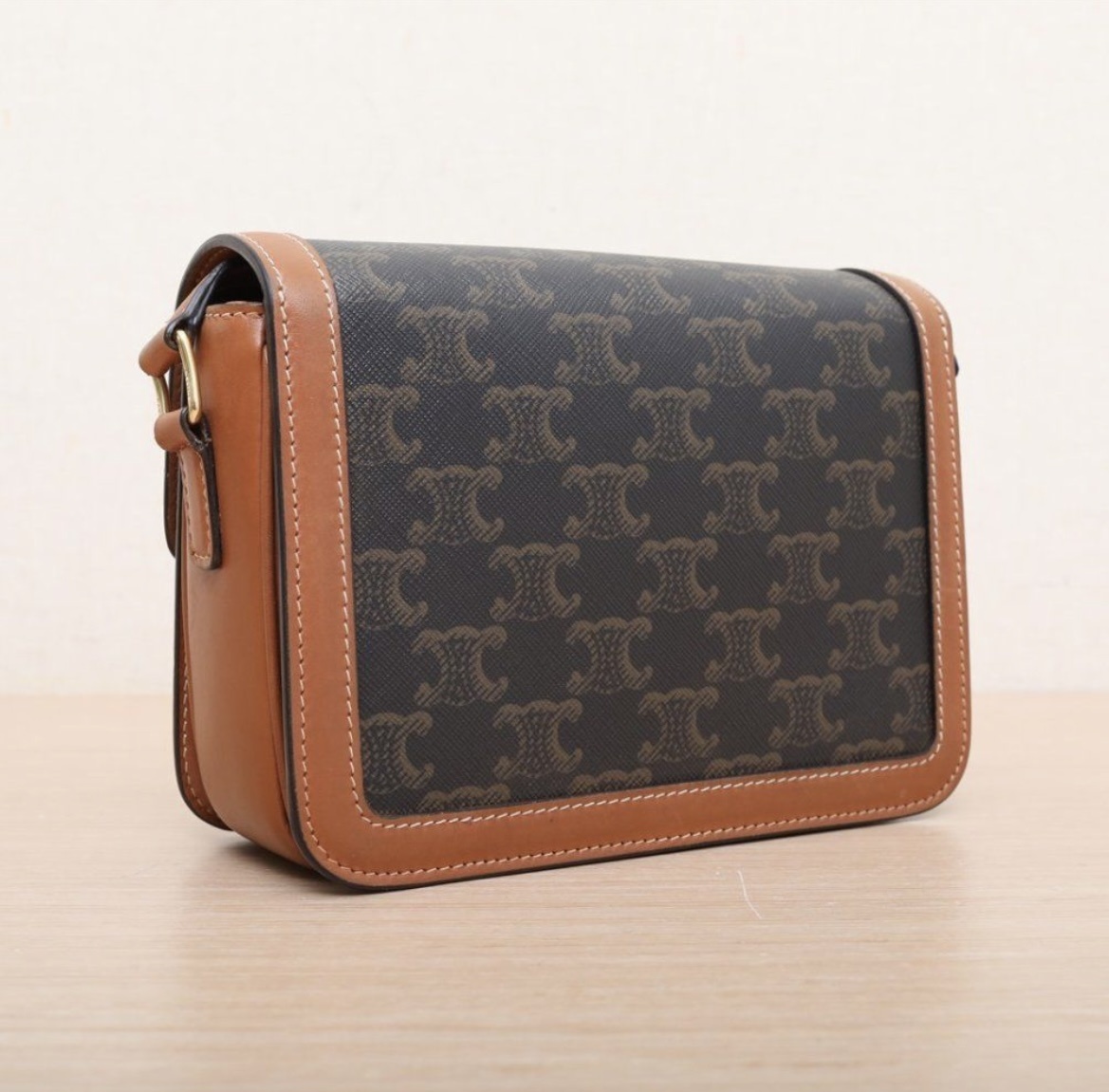 Celine Brown Triomphe Canvas Crossbody Handbag For Women In Brown