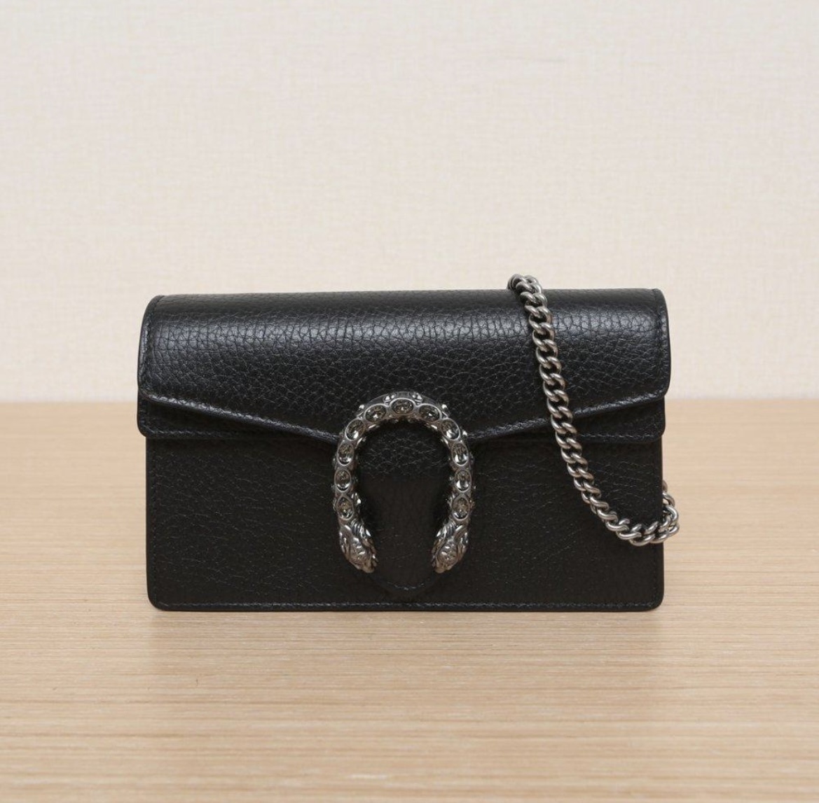 Gucci Dionysus Leather Super Mini Bag In Black