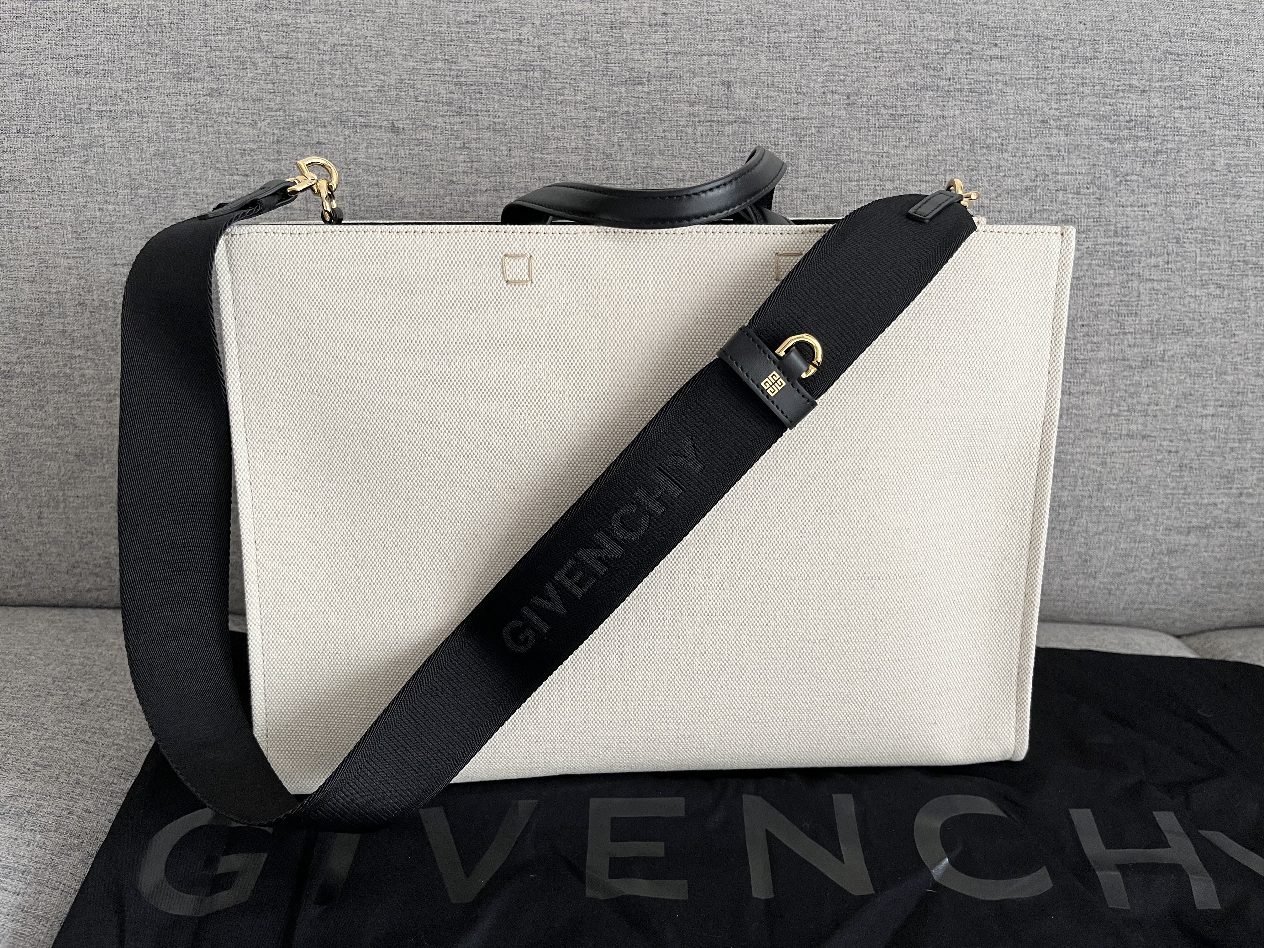 Shop Givenchy Medium G Tote Shopping Bag In Canvas In White