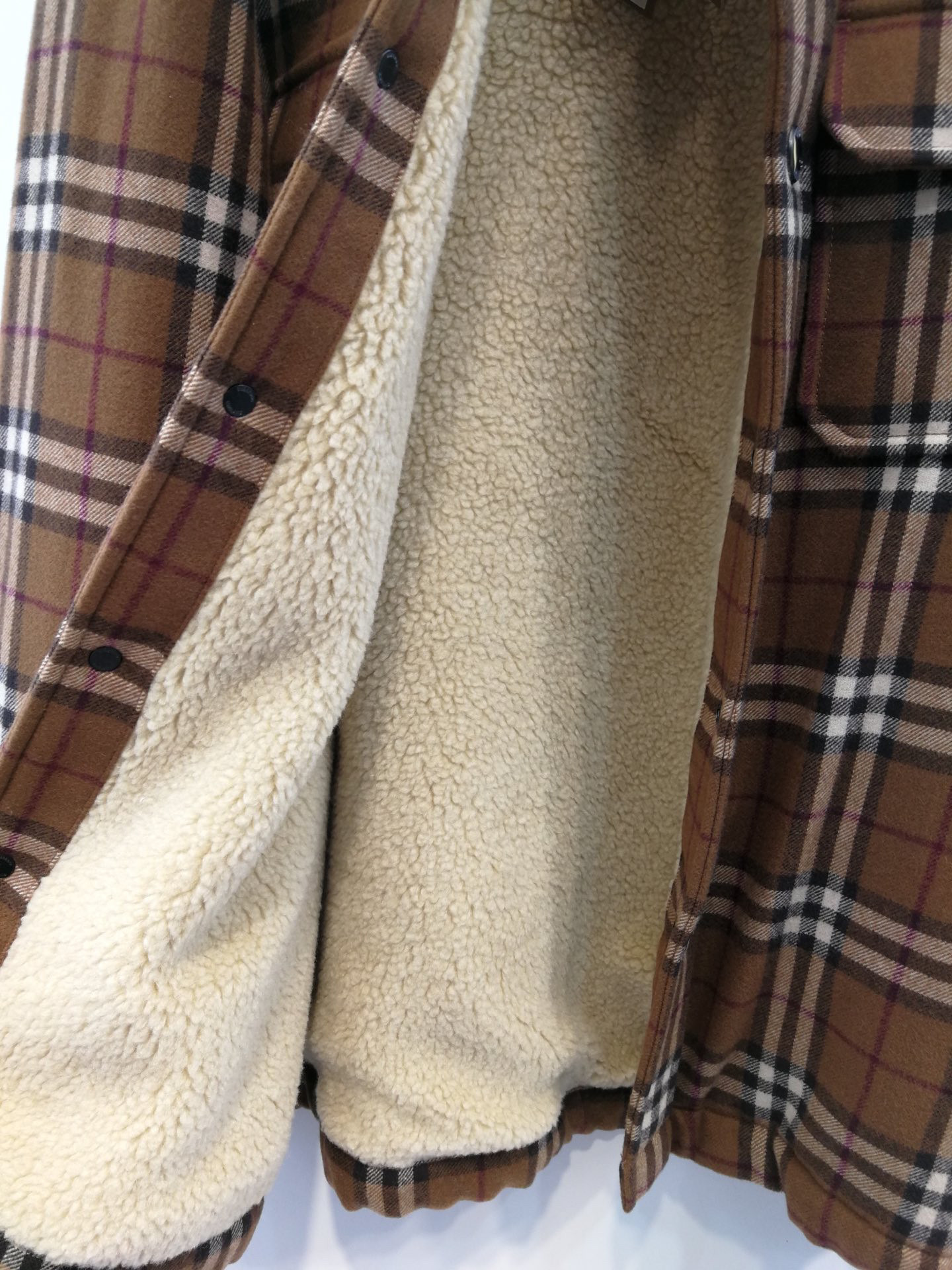 Burberry Check Motif Wool Shirt Jacket In Brown