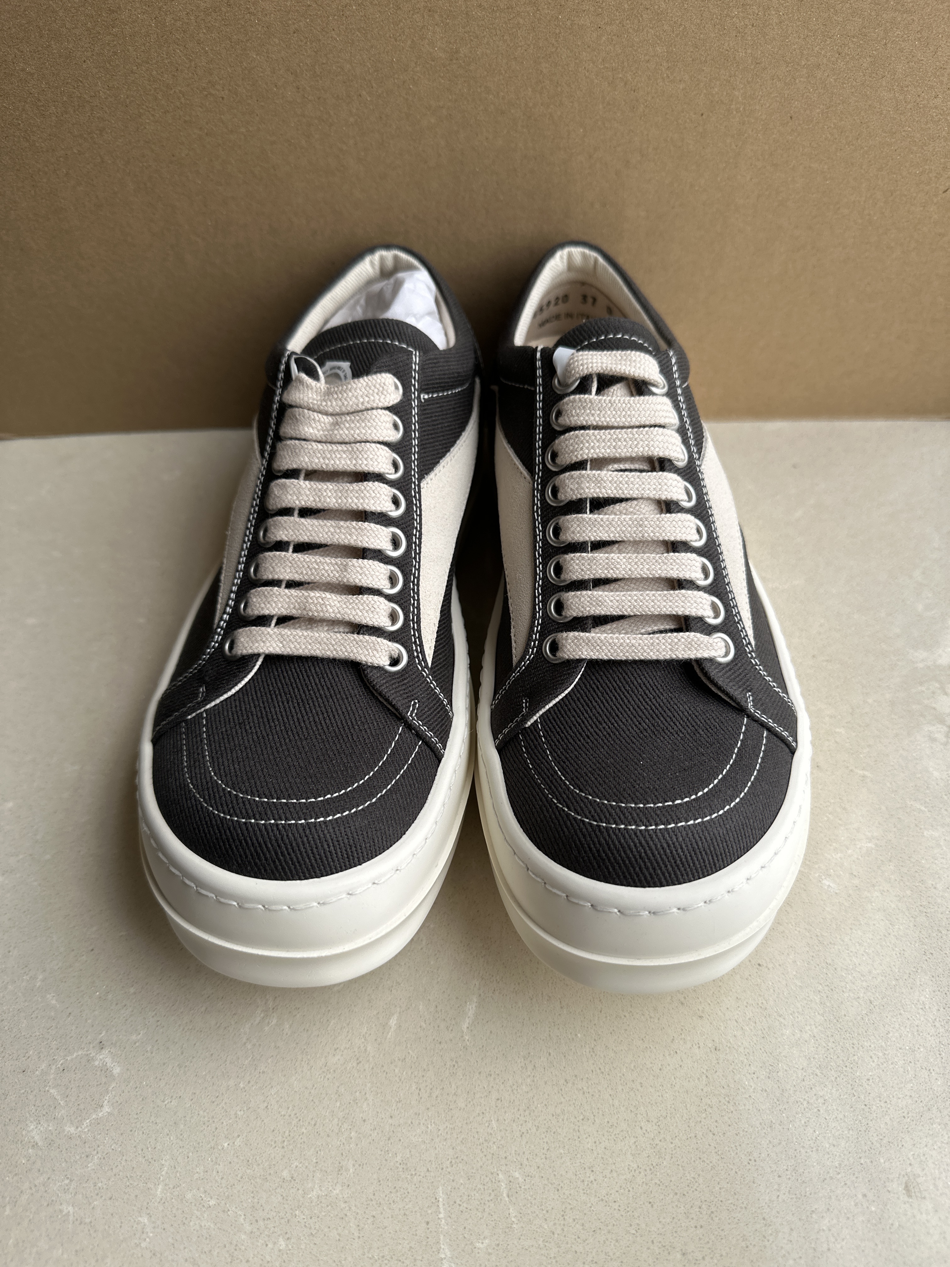 Rick Owens Drkshdw Lace-up Low-cut Sneakers In Nude