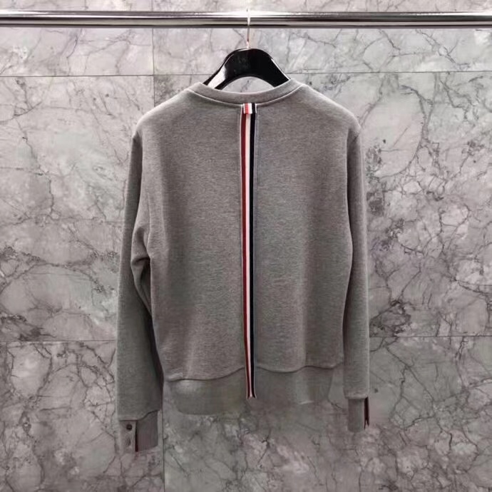 Thom Browne Center-back Stripe Jersey Pullover In Gray