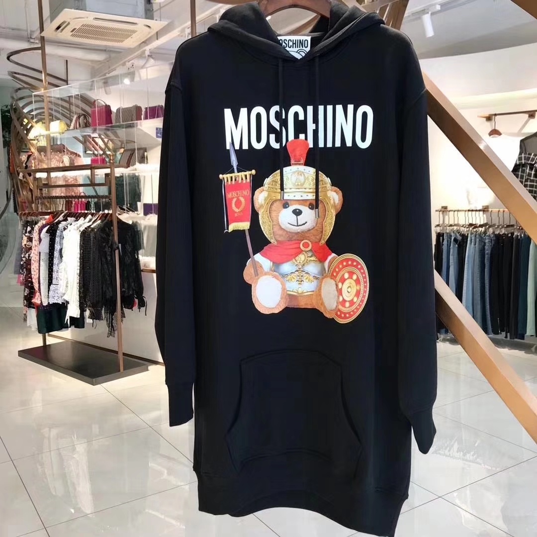 Moschino Logo Printed Long-style Sweater In Black