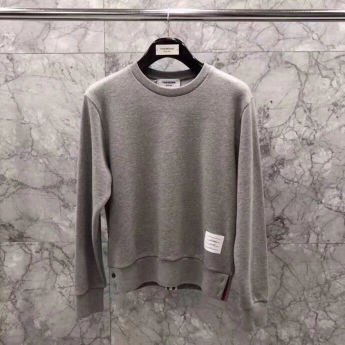 Thom Browne Center-back Stripe Jersey Pullover In Gray