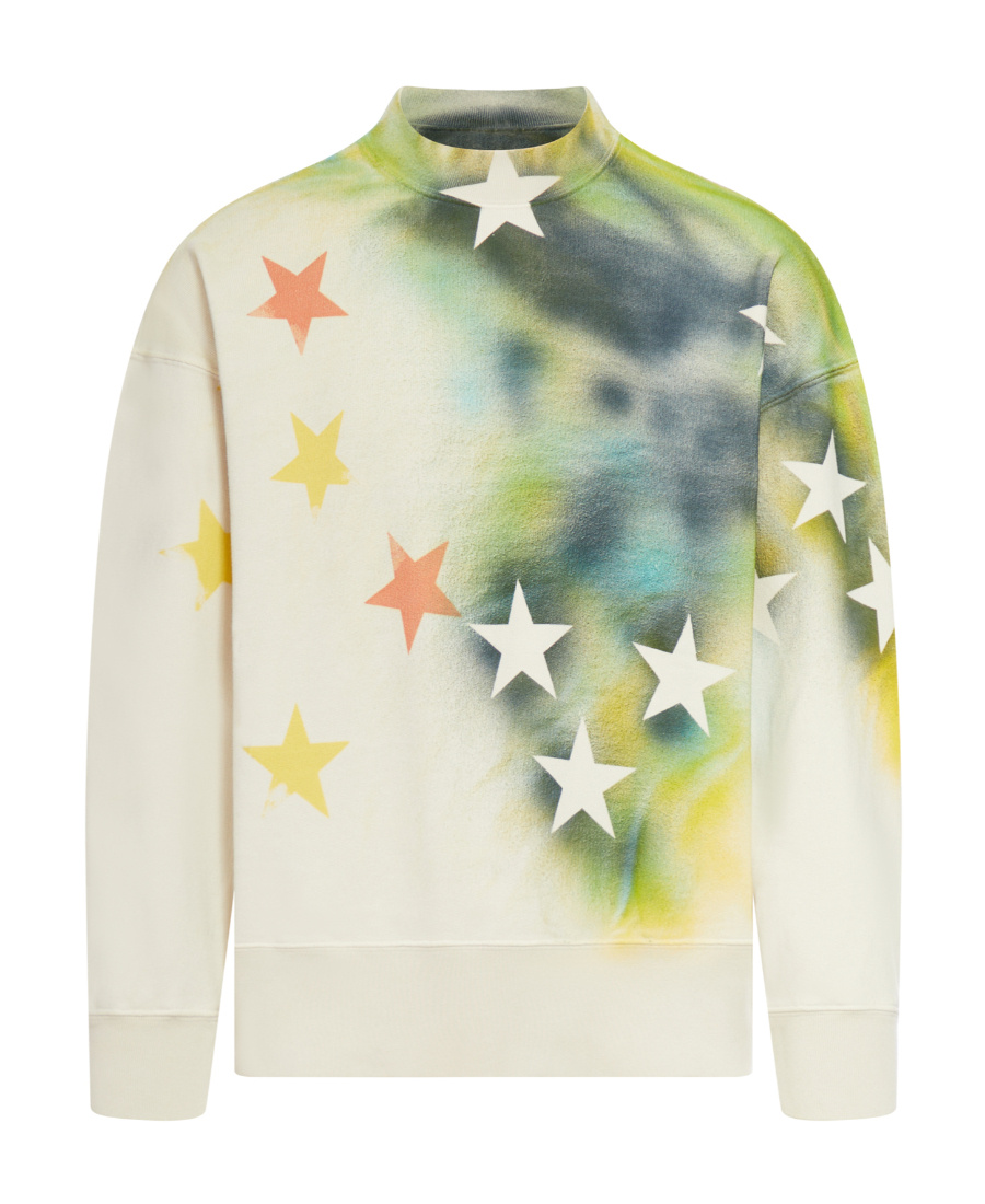 Palm Angels Sprayed Stars Cotton Sweatshirt In White | ModeSens