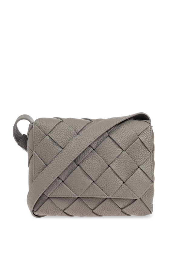 Bottega Veneta Woven Design Shoulder Bag In Gray | ModeSens